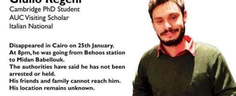 Giulio Regeni Morto Il Ministero Degli Esteri Trovato Cadavere In Un