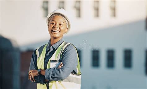 Woman Construction Worker And Arms Crossed Portrait With A Smile For