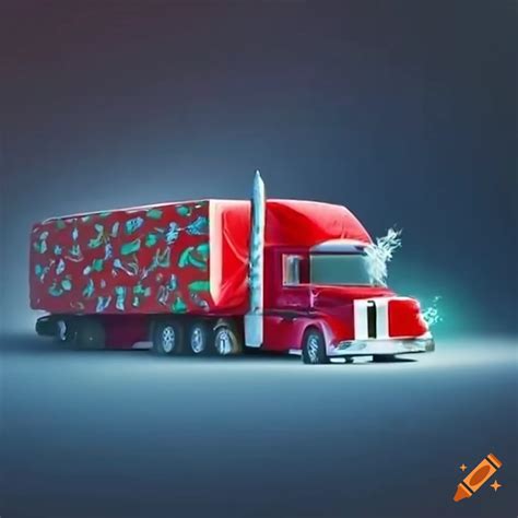 Santa Claus Driving A Semi Truck Filled With Presents On Craiyon