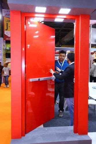 Metallic Fireproof Fire Rated Door With Vision Panel Powder Coated At