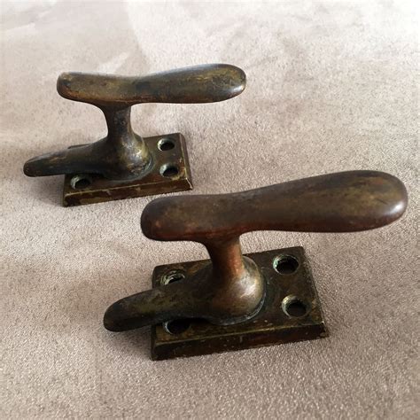 Pair Of Vintage Solid Brass Window Latches Lovely Patina Etsy Solid Brass Small Curtains