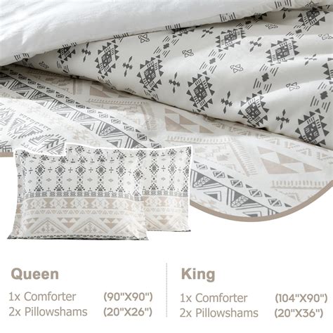 Finlonte Boho Queen Comforter Set 3 Pieces Bedding Sets Queen Cotton Soft Breathable