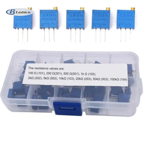 B F Pcs Set Values Assortment W Multiturn Variable Resistor