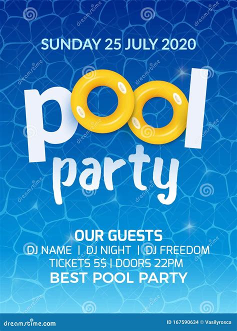 Pool Summer Party Invitation Banner Flyer Design Water Pool Party