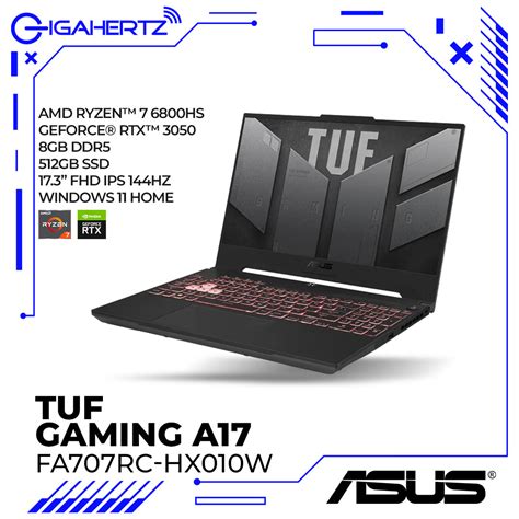 Asus Tuf Gaming A17 Fa707rc Hx010w Ryzen 7 6800hs Geforce Rtx 3050