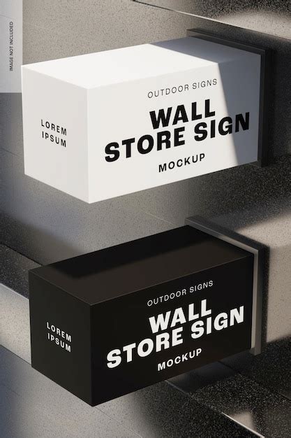 Premium PSD | Wall store signs mockup, left view