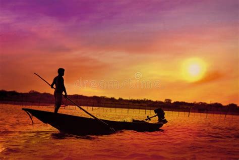 Sunset At Chilika Lake Puri Odisha India Stock Image Image Of Asia