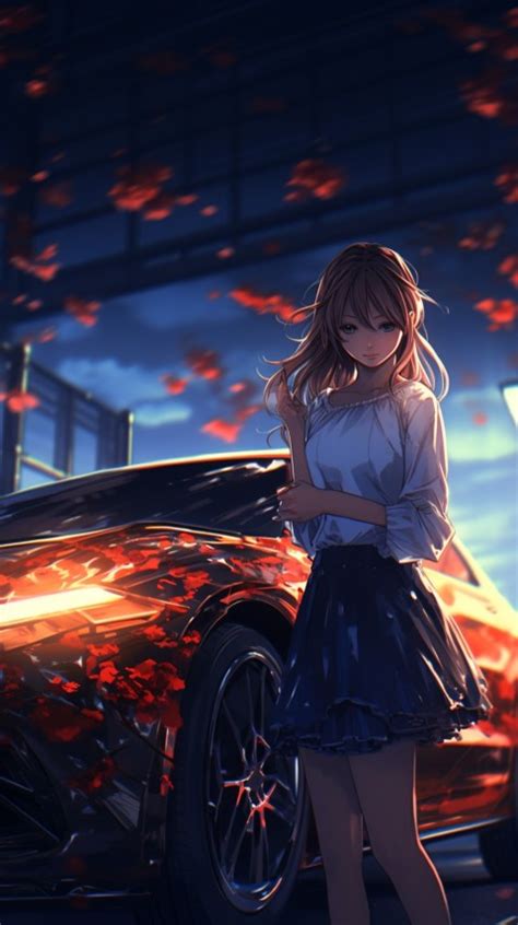 Cute Anime Girl With Car Night Aesthetics (19) Wallpaper , Images and Photos