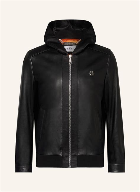 Philipp Plein Lederjacke Im Materialmix In Schwarz