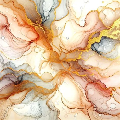 Natural Luxury Abstract Fluid Art Painting In Alcohol Ink Technique