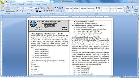 How To Make School Question Paper In Ms Word Question Type Ms Word