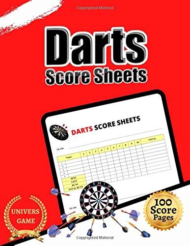 Darts Score Sheets Large Print 8 5 X 11 Inches 100 Score Pages Dart