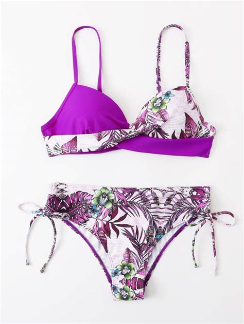 Ba Ador Bikini Con Estampado Tropical Push Up Con Cord N Lateral Moda