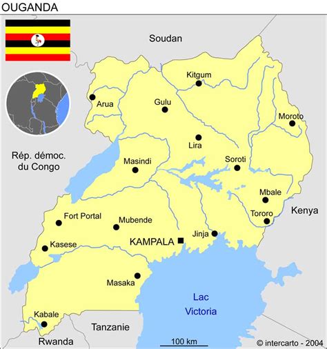 Carte G Ographique Et Touristique De L Ouganda Kampala G Ographie De