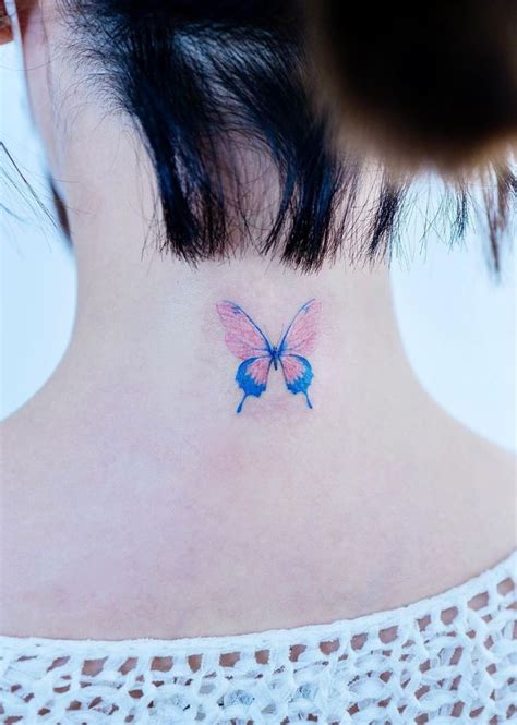 Best 15 Blue Butterfly Neck Tattoos Designs And Meanings Butterfly