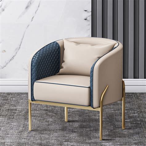 Fauteuil d appoint moderne en cuir PU tufté en cuir synthétique doré