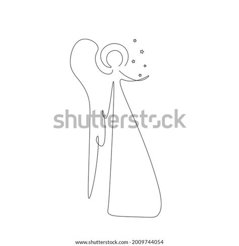 Christmas Angel Silhouette Line Drawing Vector Stock Vector Royalty