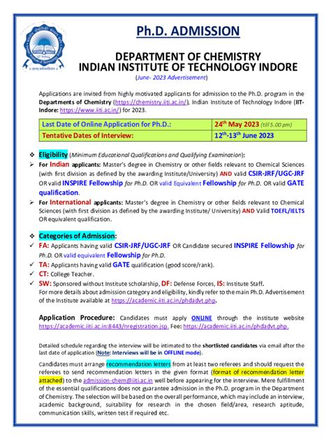 Fillable Online Academic Iiti Ac Join The Phd Program Department