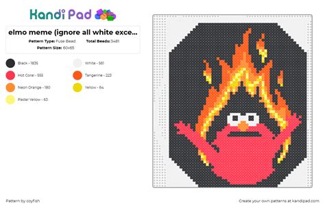 Elmo Meme Ignore All White Except Eyes Fuse Bead Pattern Kandi Pad