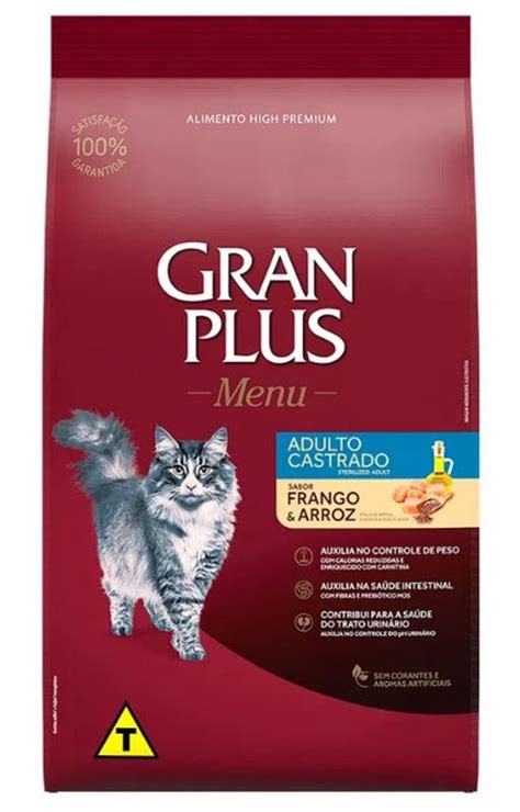 Ração Gran Plus Menu Gatos Adultos Castrados Frango e Arroz 10 1 kg