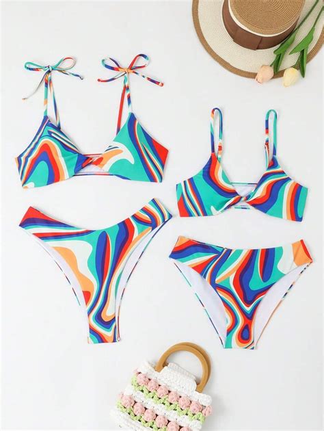 2 Piezas Set Bikini De Verano Para Adolescente Con Parte Superior Con