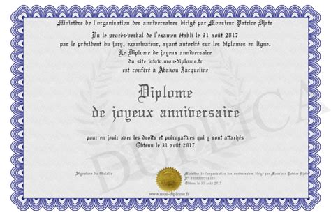 Diplome De Joyeux Anniversaire