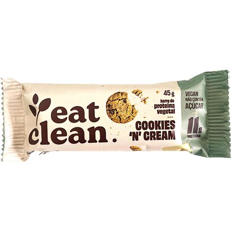 Barra Proteína Vegana Cookies N Cream Eat Clean 45g Loja Vegana