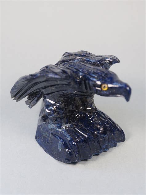 Extravagant Royal Blue Real Lapis Lazuli Eagle Stone Figure Bird Figure