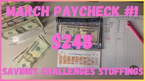 March Paycheck Savings Challenges Stuffing Youtube