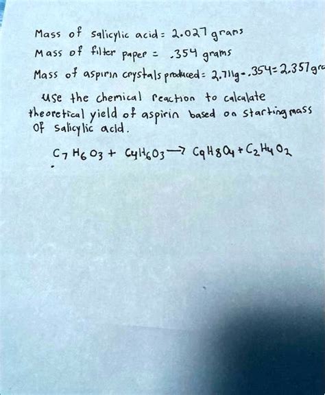 Solved Use The Chemical Reaction To Calculate The Theoretical Yield Of