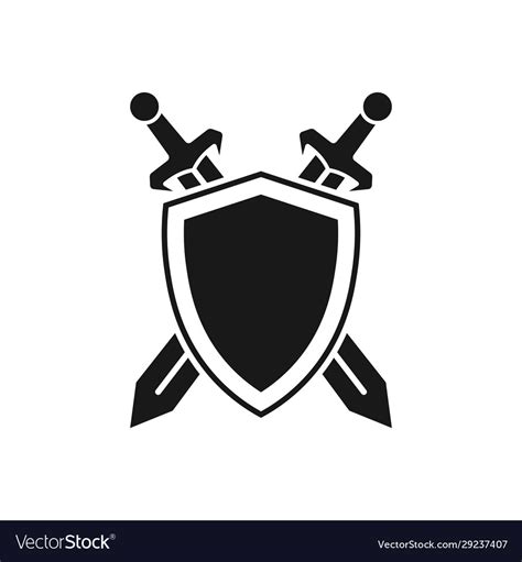 Shield With Crossed Swords Royalty Free Vector Image