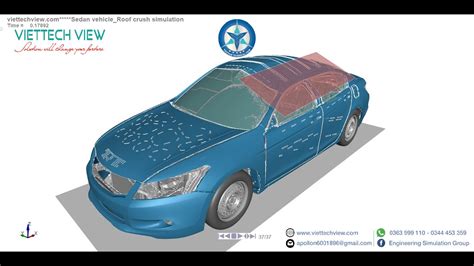 Fea Sedan Vehicle Roof Crush Simulation Youtube