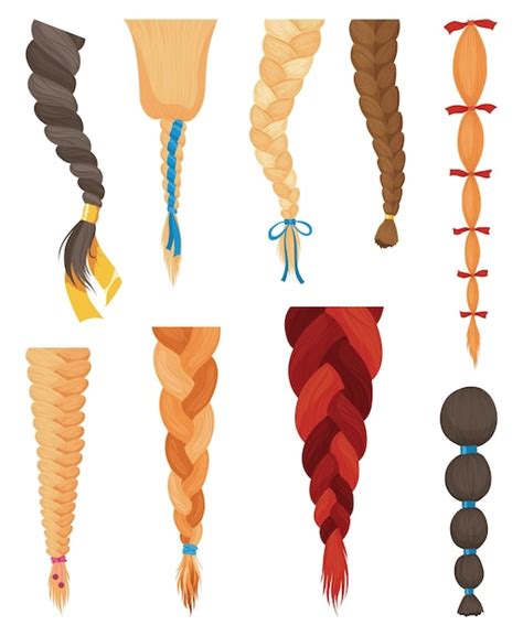 Trenzas De Cabello Trenzas Largas De Moda Femeninas Ilustraci N