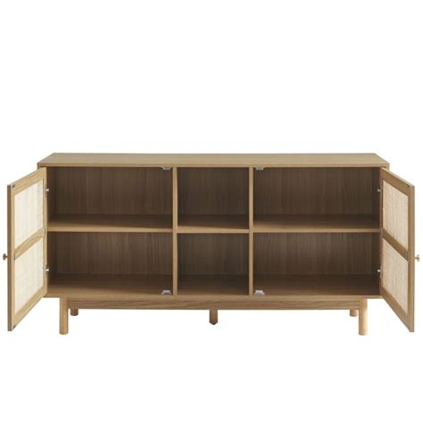 Buffet effet chêne et cannage rotin 150 cm Helena Maisons du Monde