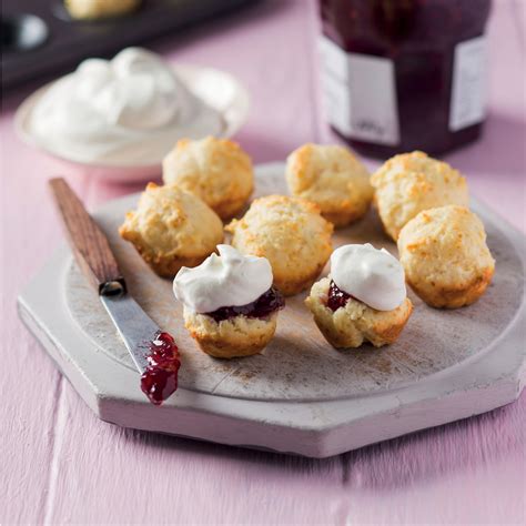 Mini drop scones with jam and cream - MyKitchen