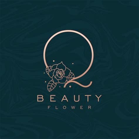 Initial Q Fleur Beaut Lettre Logo Marbre Design Vecteur Vecteur Premium