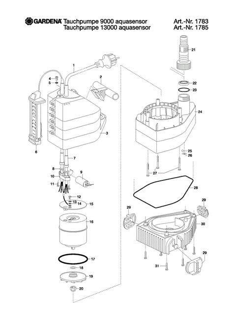 Ersatzteile Und Zeichnung Von Pumpe 9000 AQUASENSOR Art Nr 1783 20