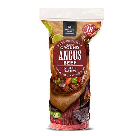 Member S Mark Ground Angus Beef Patties 1 3 Lb 18 Ct Sam S Club