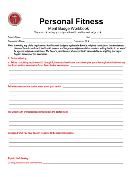 Personal Fitness Merit Badge Worksheet Answers Worksheet For Fun