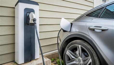 Premium Photo | Electric car charging at residential home station