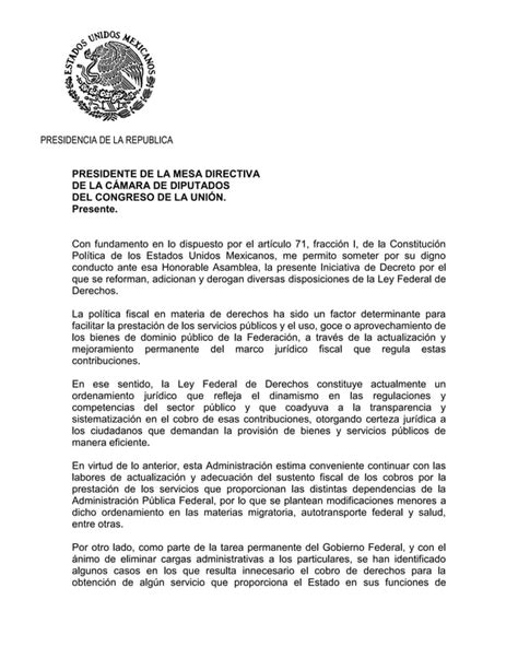 Ley Federal De Derechos Pdf