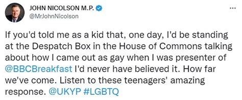 SNP MP John Nicolson Is Applauded Youth MPs As He Speaks Of Being First Gay BBC One Presenter