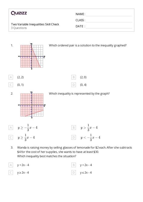 50 Two Variable Inequalities Worksheets On Quizizz Free And Printable