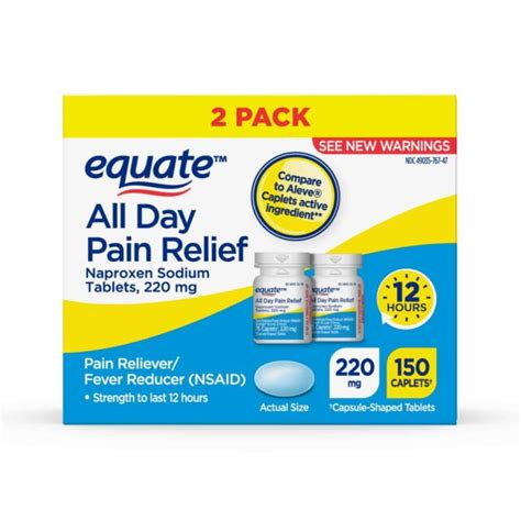 Equate All Day Pain Relief Naproxen Sodium Tablets 220mg 150 2x75