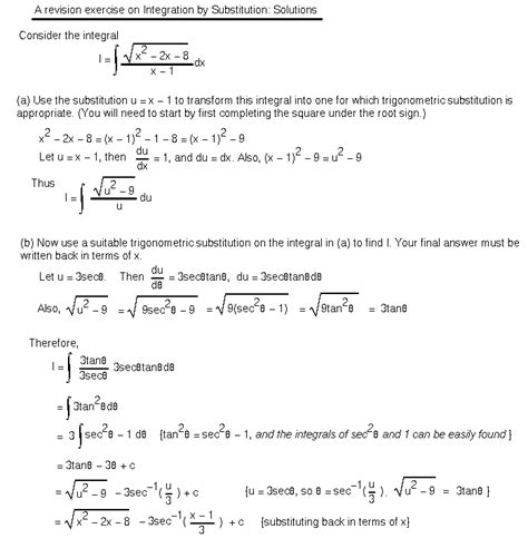 Integration Math Revision Exercises Resources Mathematics And