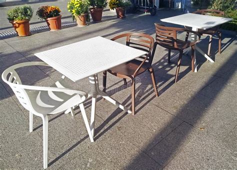 Chairs And Table In The Summer Cafe Stock Photo Image Of Furniture