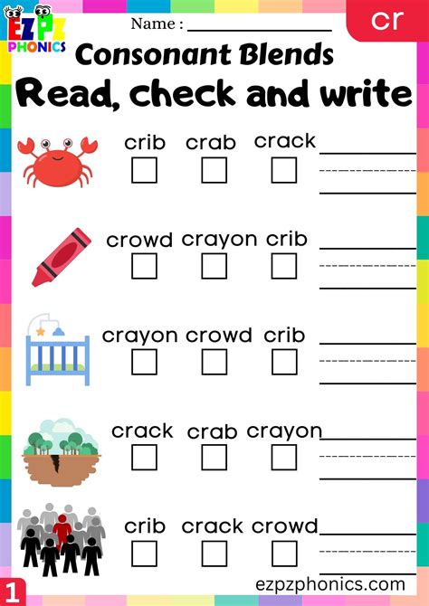 Group1 Cr Words Read Check And Write Phonics Consonant Blends