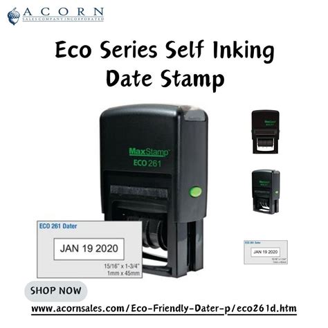 Eco Series Self Inking Date Stamp Acorn Sales Acorn Sales Medium