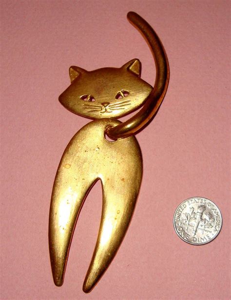 Huge Articulated Cat Brooch Unsigned Jj Cat Brooch Cat Jewerly