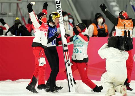 Manuel Fettner 2l Austria Celebrates Teammates Editorial Stock Photo